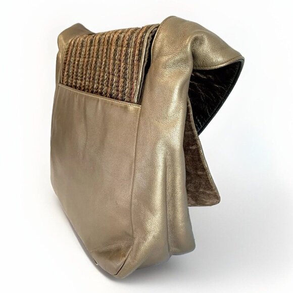 SHARIF Metallic Brown Orange Woven Shoulder Bag Flap Square Tote Bag 80’s VTG - Picture 4 of 15